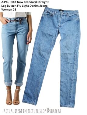 A.P.C. Women Petit New Standard Straight Leg Button Fly Light Denim Jeans 28
